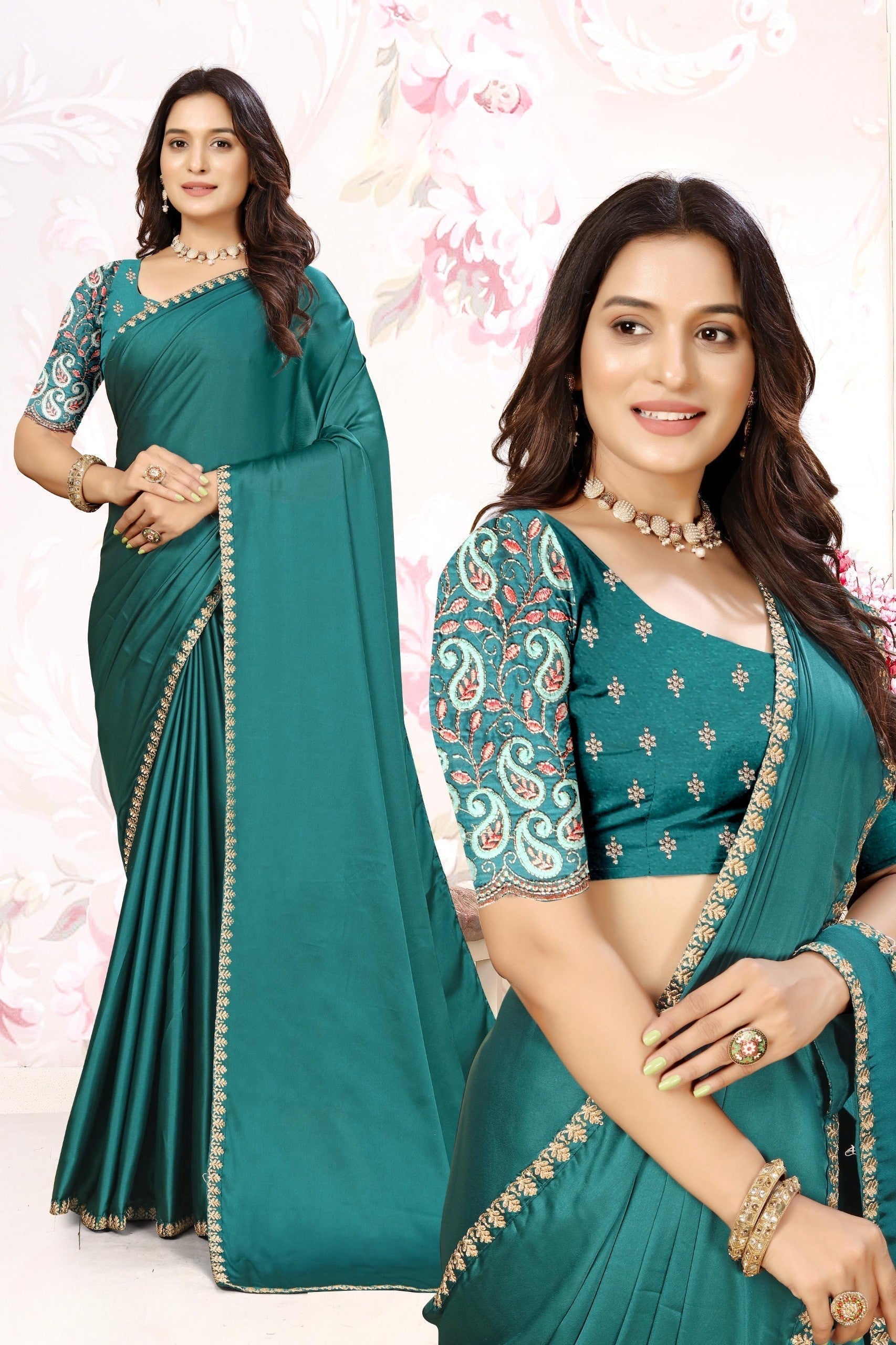 ✨ Premium Melbourne Satin Saree for Weddings & Parties – By Pankhu Fashion 💫