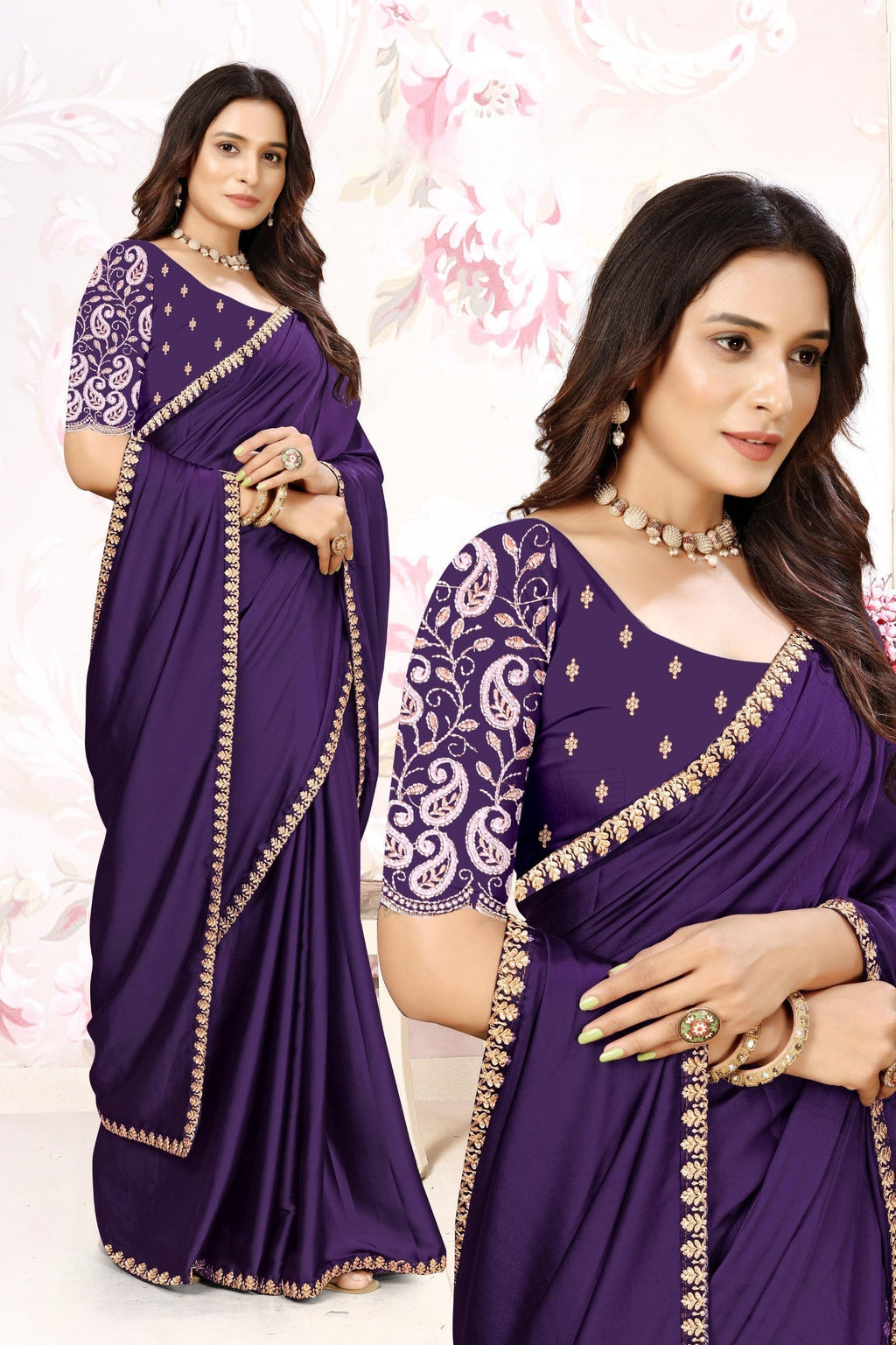 ✨ Premium Melbourne Satin Saree for Weddings & Parties – By Pankhu Fashion 💫