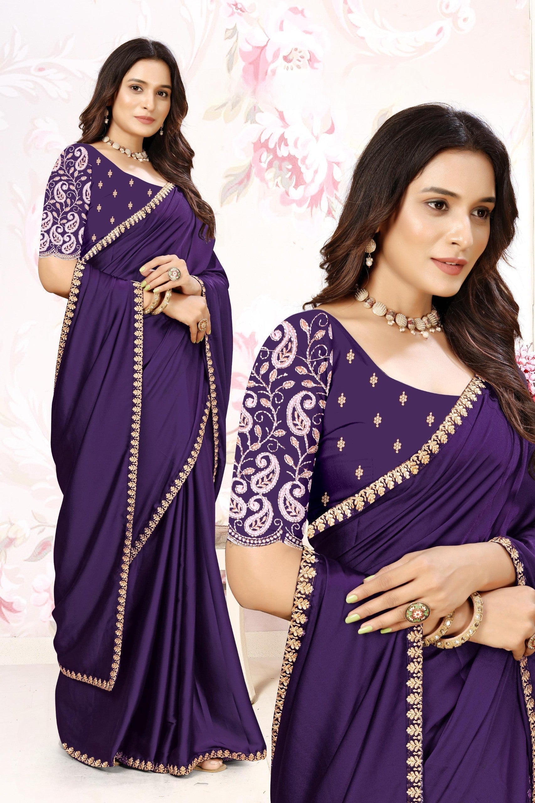 ✨ Premium Melbourne Satin Saree for Weddings & Parties – By Pankhu Fashion 💫