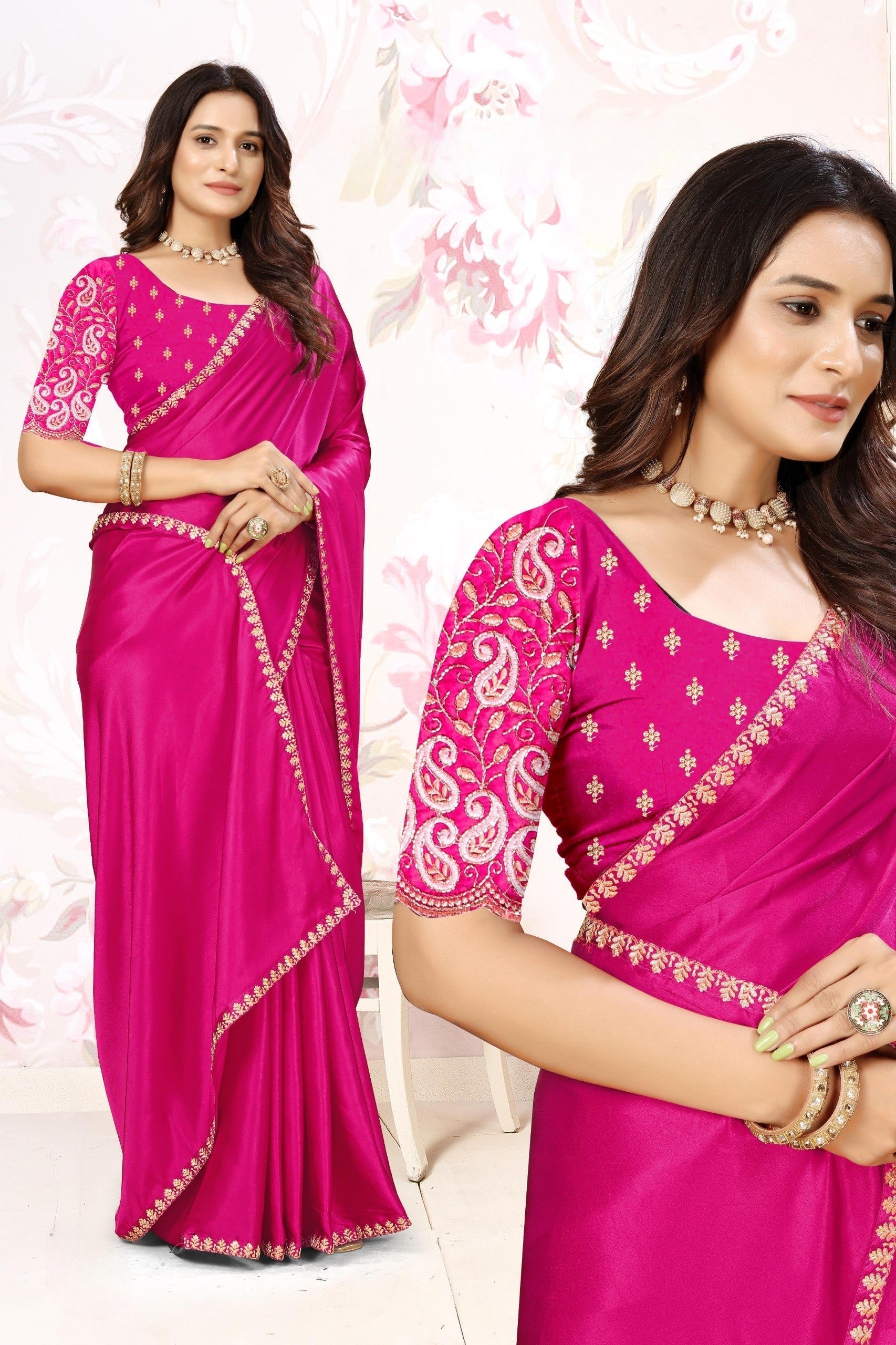 ✨ Premium Melbourne Satin Saree for Weddings & Parties – By Pankhu Fashion 💫