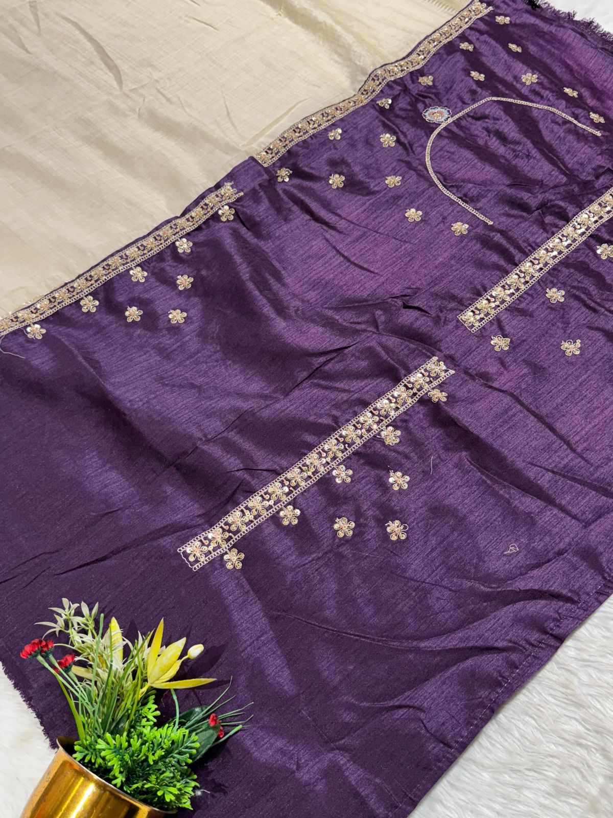 ✨ Elegant Beige Tissue Silk Saree with Peacock Embroidery & Designer Blouse | Party Wear Saree by Shagun Fashion