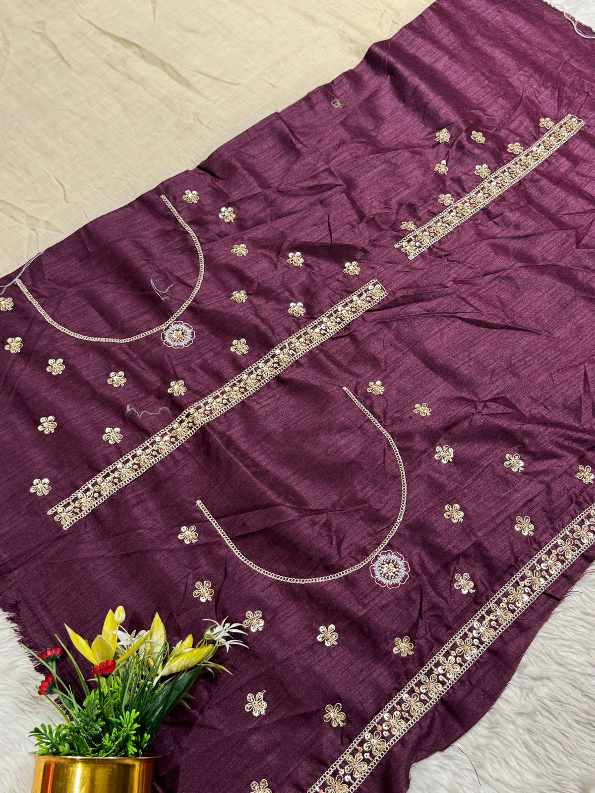 ✨ Elegant Beige Tissue Silk Saree with Peacock Embroidery & Designer Blouse | Party Wear Saree by Shagun Fashion