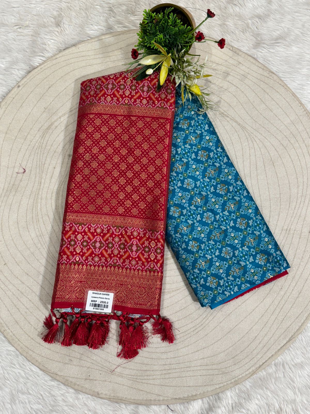 Elegant Semi Patola Saree with Dual-Tone Pallu & Jaalar Work – Lightweight Traditional Wear by Shagun Sarees 💫