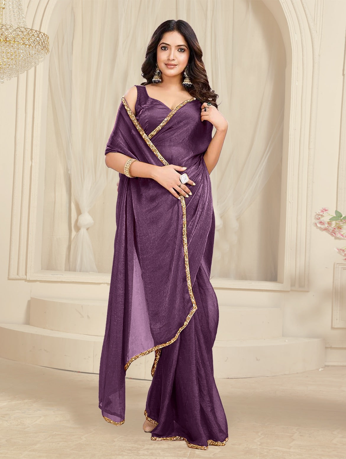 Bollywood Designer Saree with Heavy Lace Border
