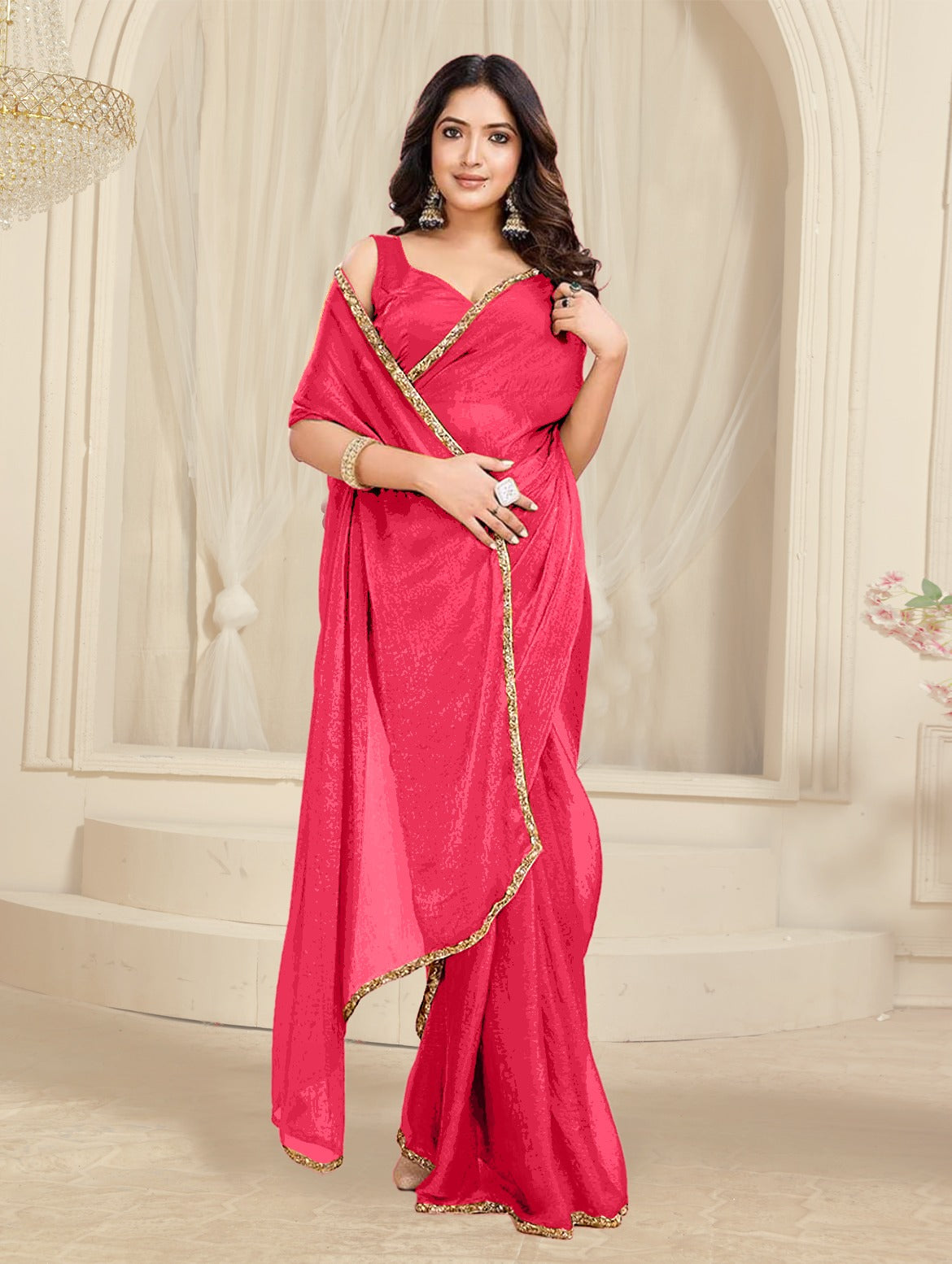 Bollywood Designer Saree with Heavy Lace Border