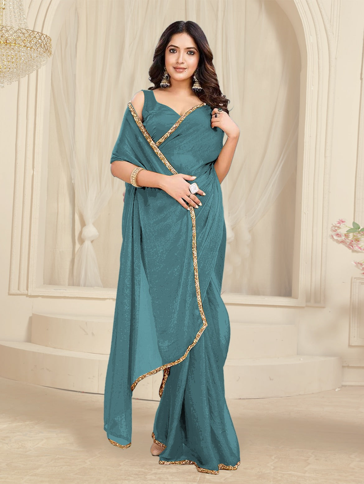 Bollywood Designer Saree with Heavy Lace Border