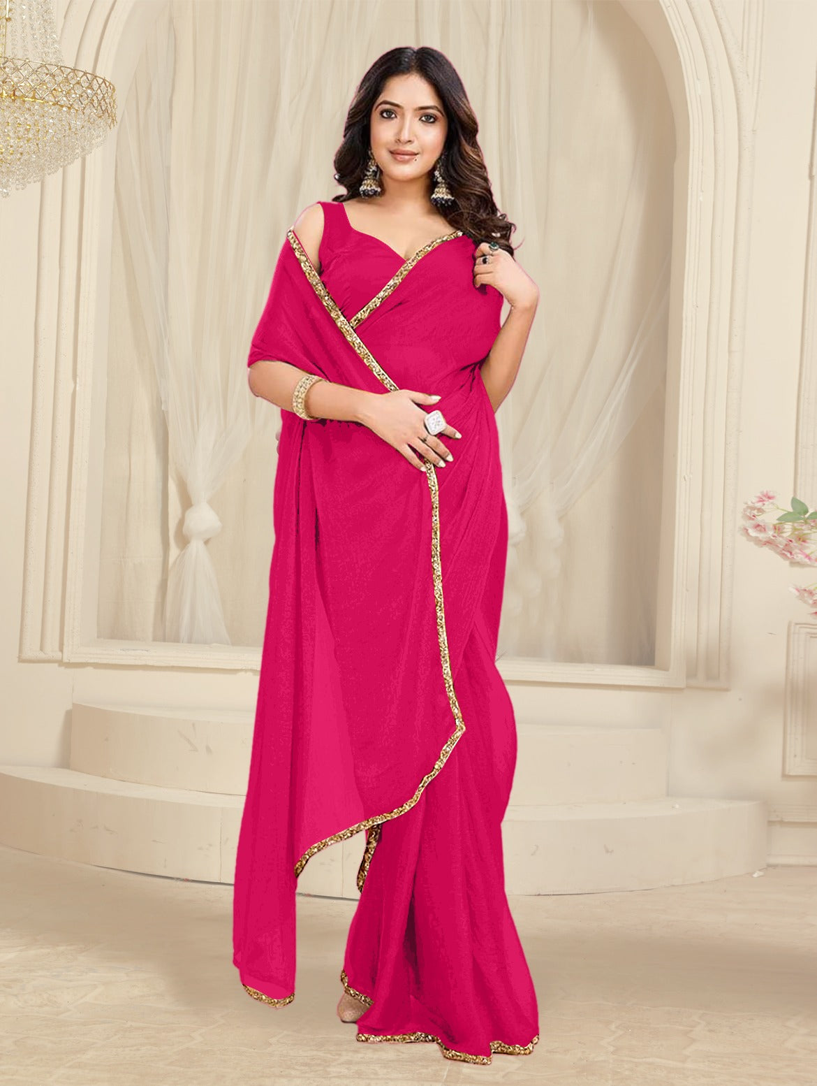 Bollywood Designer Saree with Heavy Lace Border