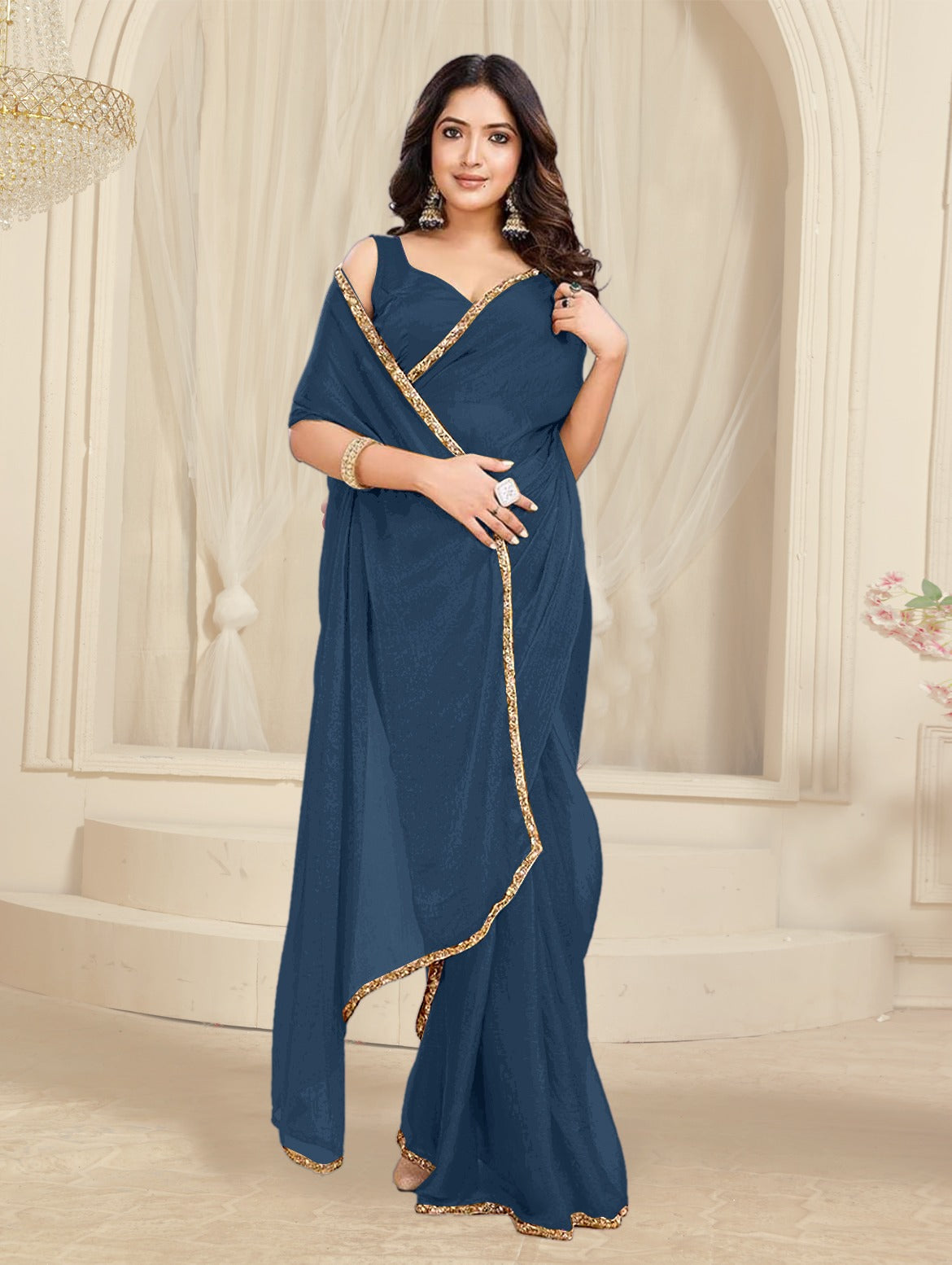 Bollywood Designer Saree with Heavy Lace Border
