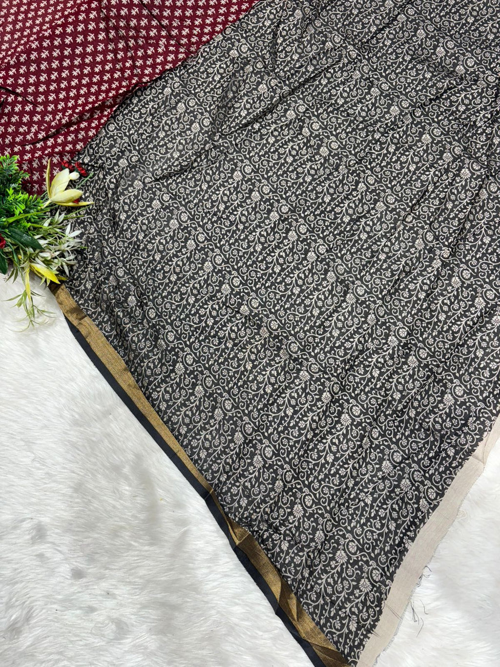 ✨ Elegant Mal Cotton Ajrakh Print Saree with Mirror Work & Zari Border | Festive & Daily Wear | Shagun Sarees Exclusive