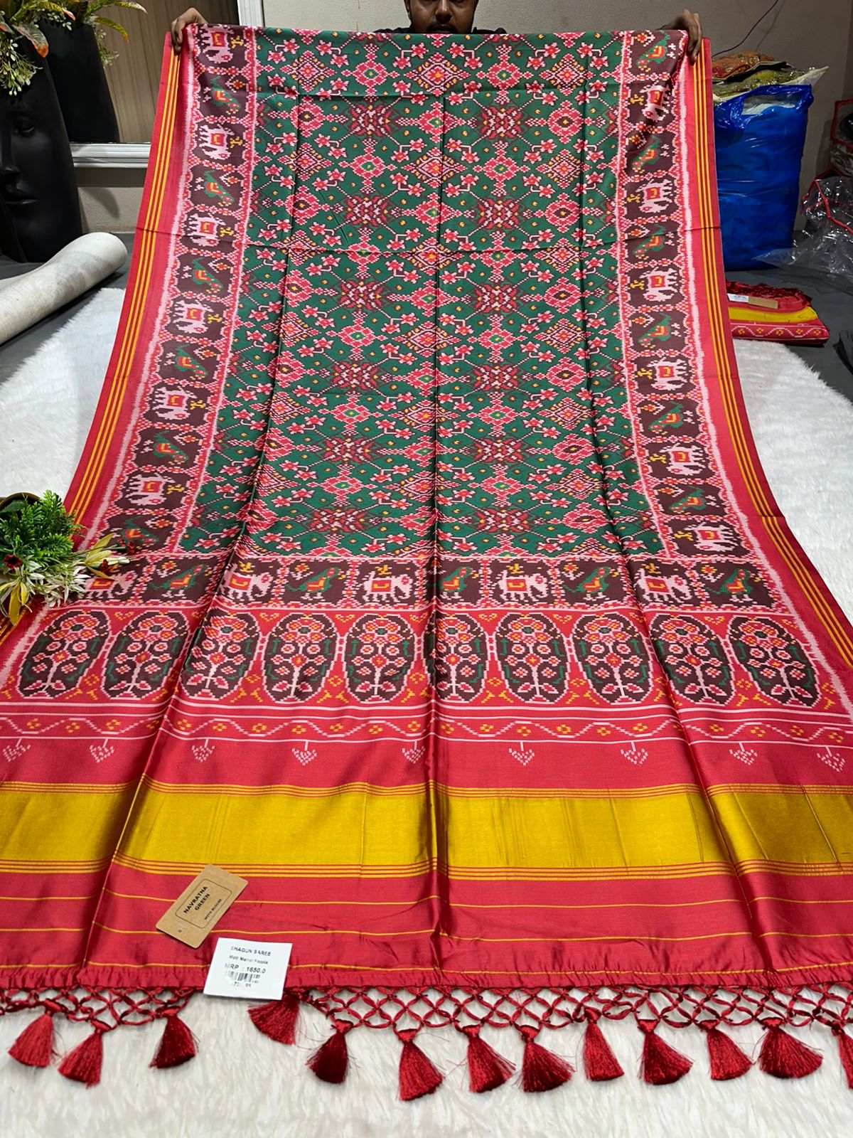✨ Traditional Patola Print Saree with Elephant & Parrot Motifs | Budget-Friendly Ethnic Wear by Shagun Sarees 🧵