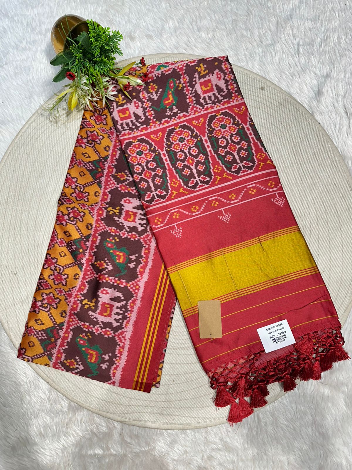✨ Traditional Patola Print Saree with Elephant & Parrot Motifs | Budget-Friendly Ethnic Wear by Shagun Sarees 🧵