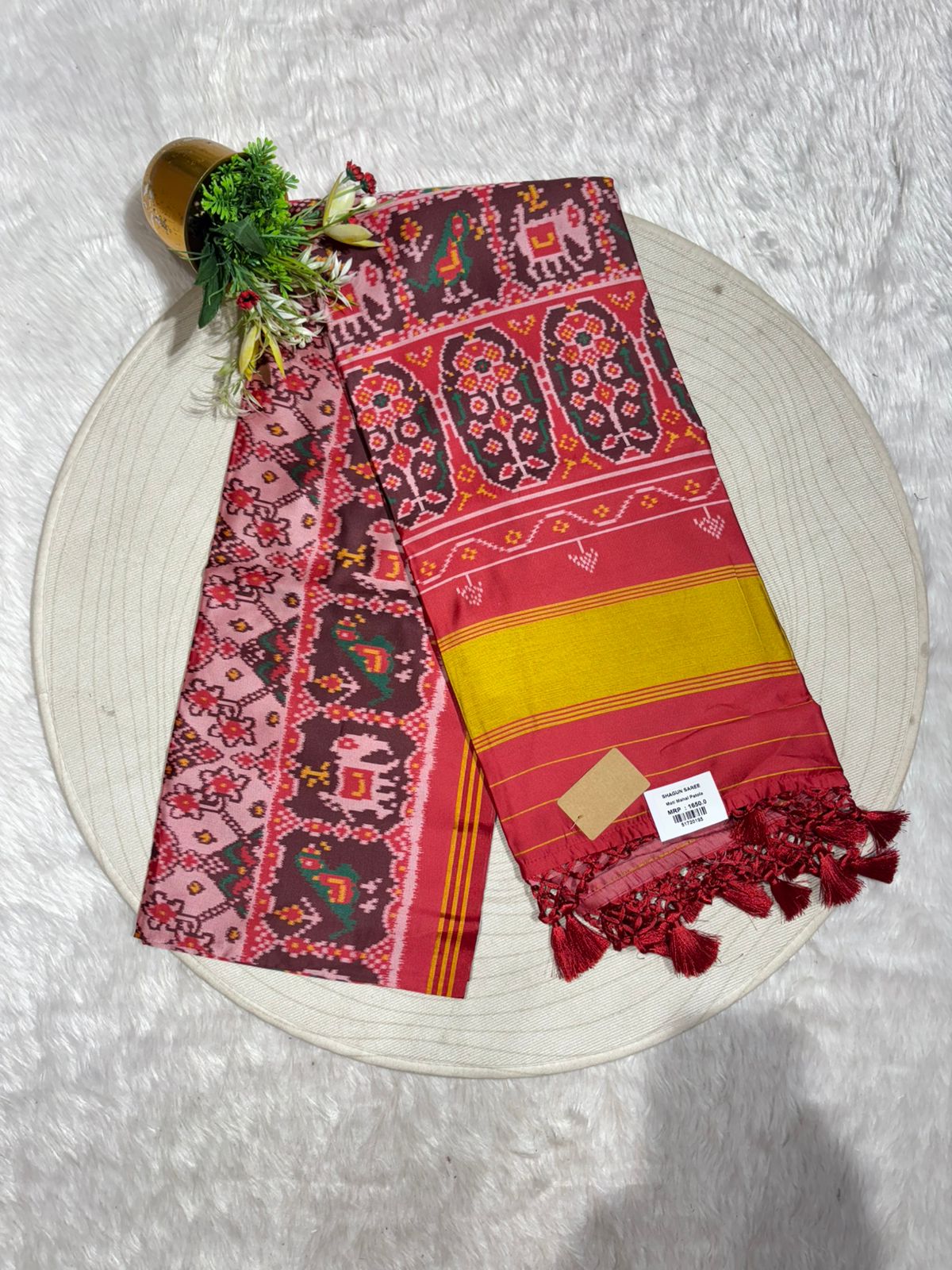 ✨ Traditional Patola Print Saree with Elephant & Parrot Motifs | Budget-Friendly Ethnic Wear by Shagun Sarees 🧵