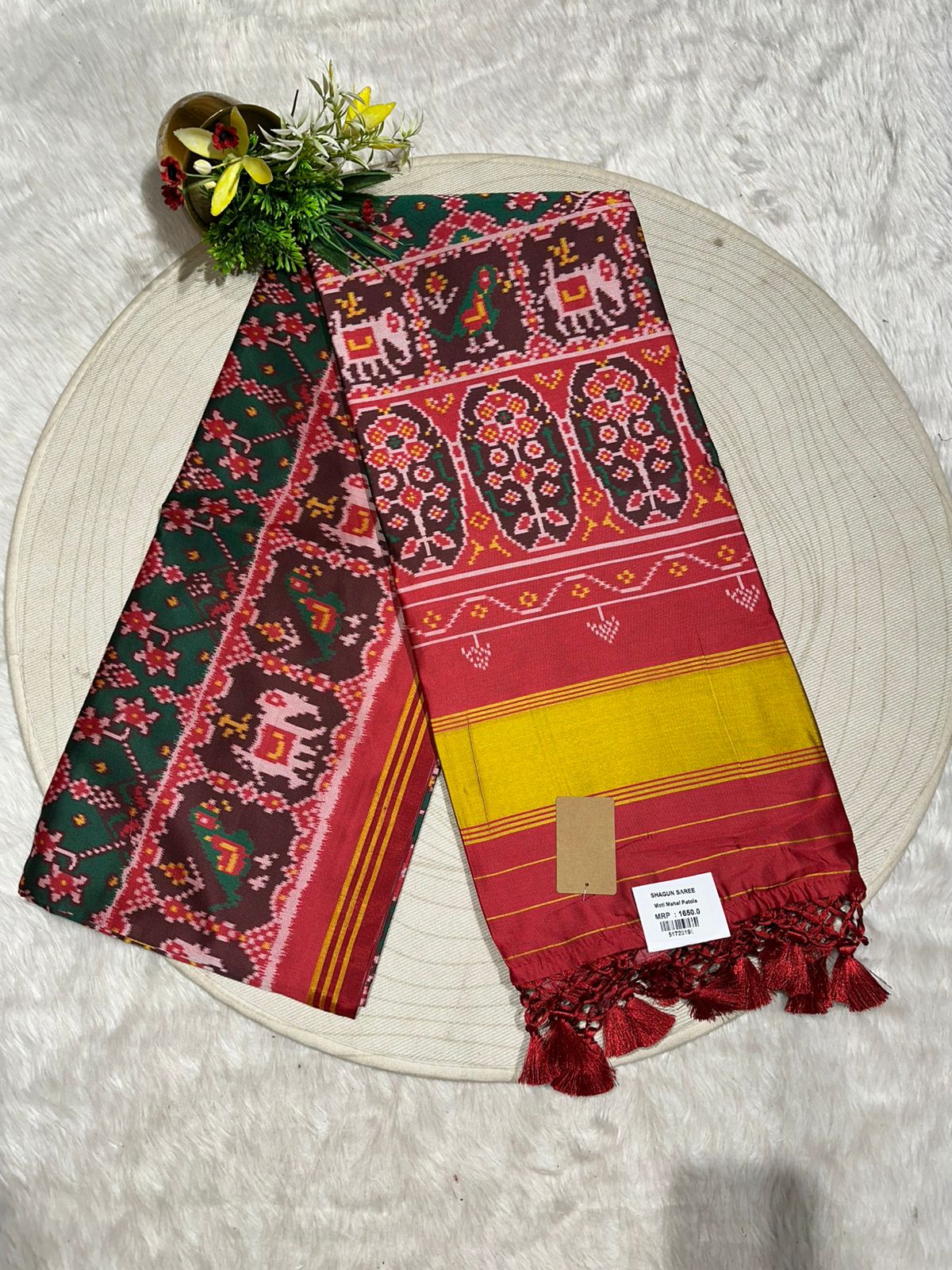 ✨ Traditional Patola Print Saree with Elephant & Parrot Motifs | Budget-Friendly Ethnic Wear by Shagun Sarees 🧵
