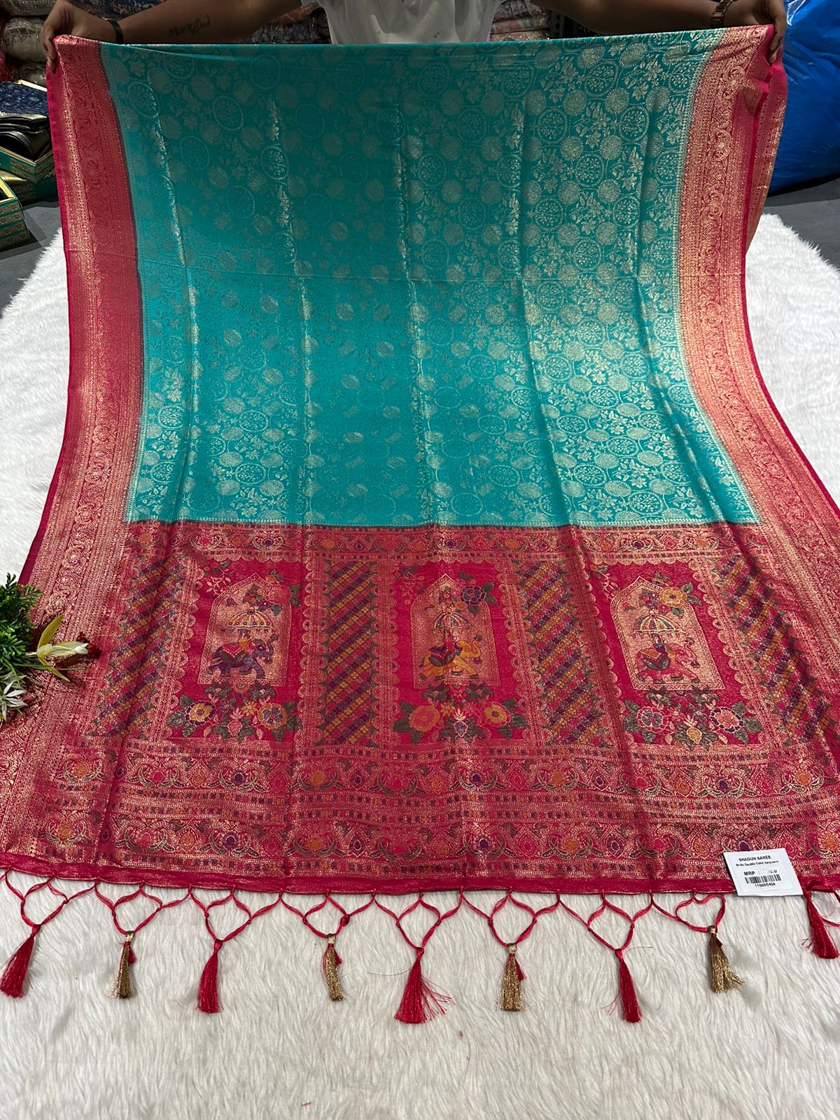 Traditional Kanjivaram Silk Saree with Royal Zari Pallu & Blouse – Wedding & Festive Wear by Shagun Sarees ✨