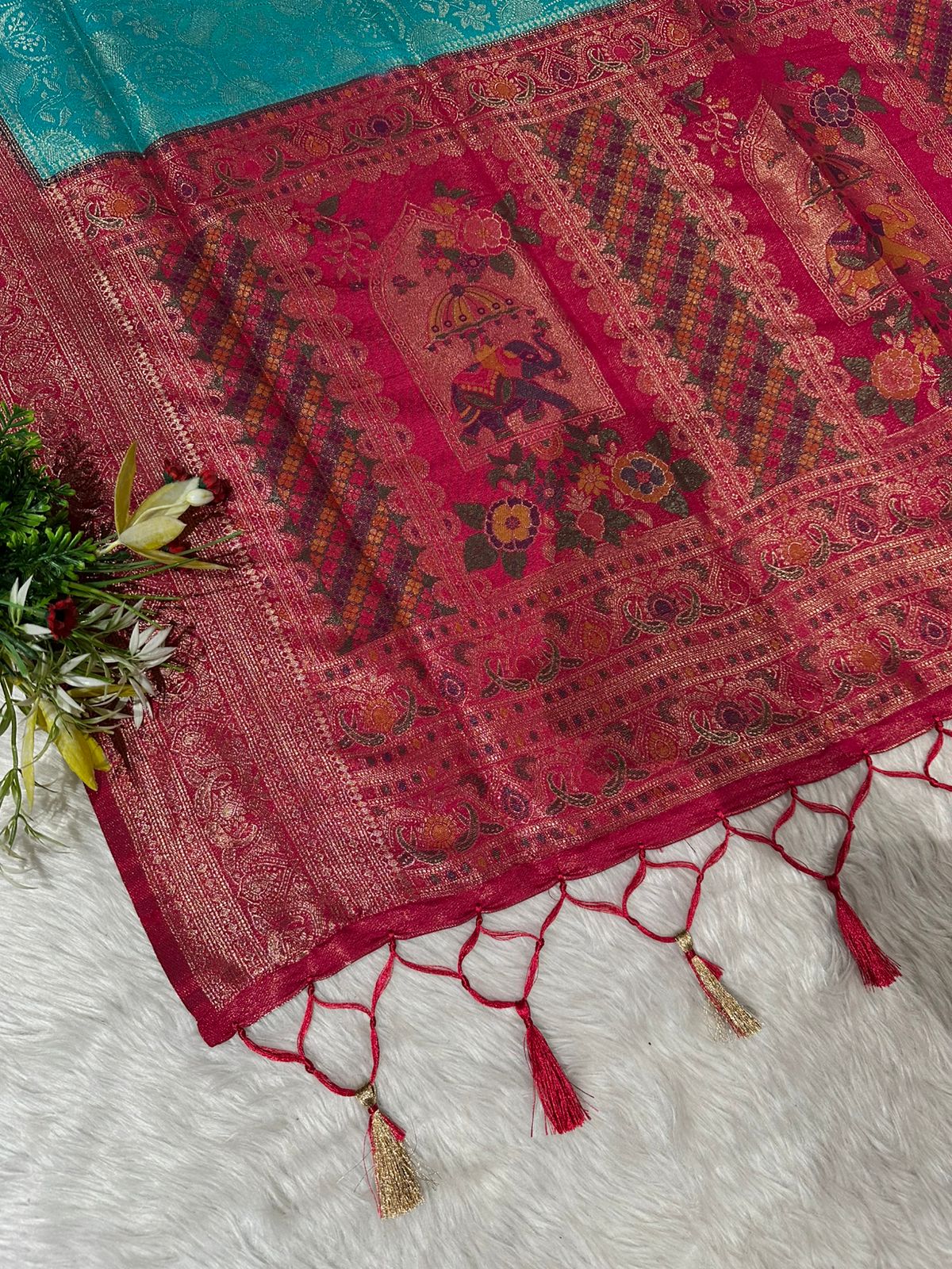 Traditional Kanjivaram Silk Saree with Royal Zari Pallu & Blouse – Wedding & Festive Wear by Shagun Sarees ✨