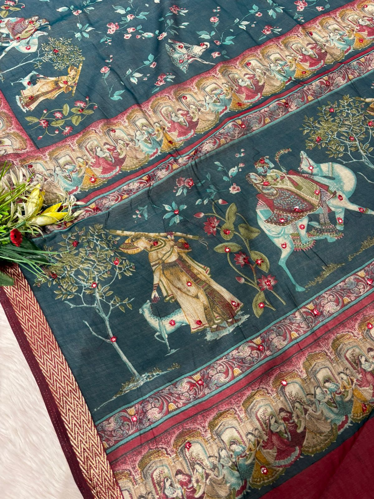 Elegant Mughal Art Casual Saree for Women 👑 | Soft Fabric Ethnic Wear for Daily & Festive Look | Shagun Sarees