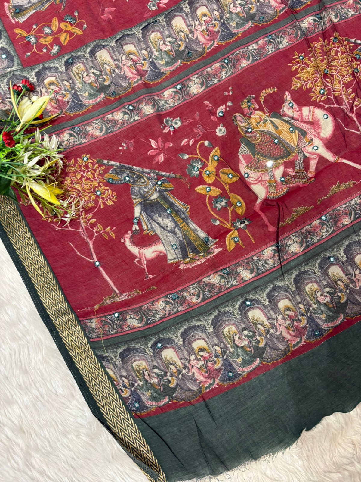 Elegant Mughal Art Casual Saree for Women 👑 | Soft Fabric Ethnic Wear for Daily & Festive Look | Shagun Sarees