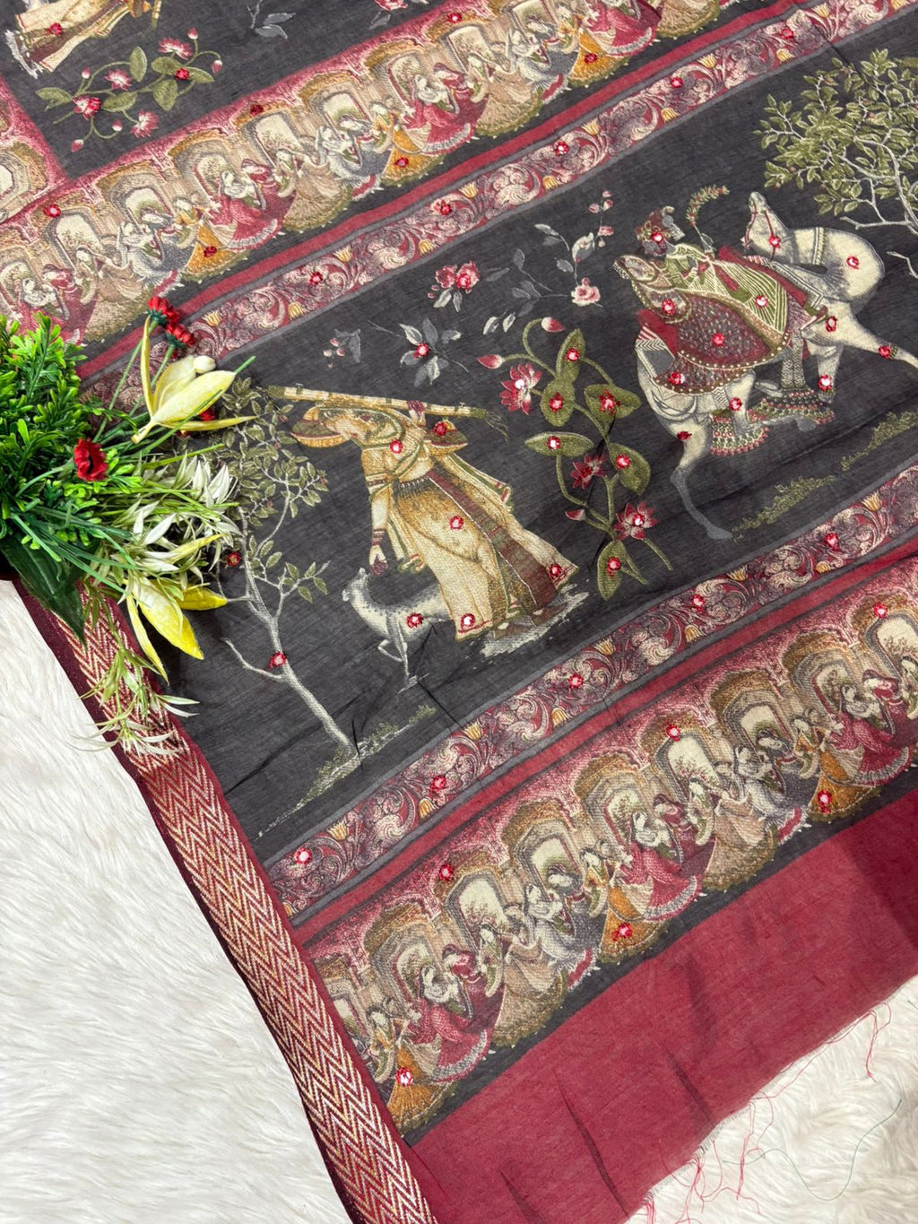Elegant Mughal Art Casual Saree for Women 👑 | Soft Fabric Ethnic Wear for Daily & Festive Look | Shagun Sarees