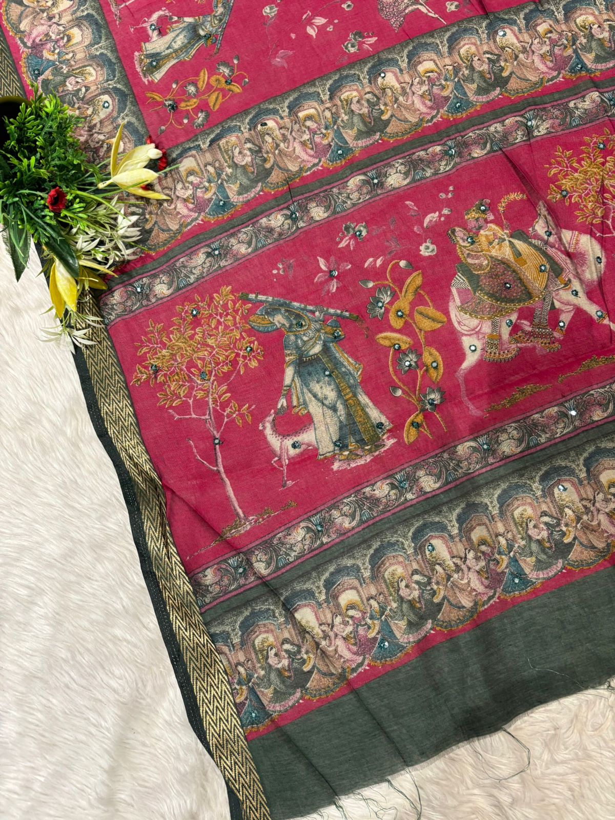 Elegant Mughal Art Casual Saree for Women 👑 | Soft Fabric Ethnic Wear for Daily & Festive Look | Shagun Sarees