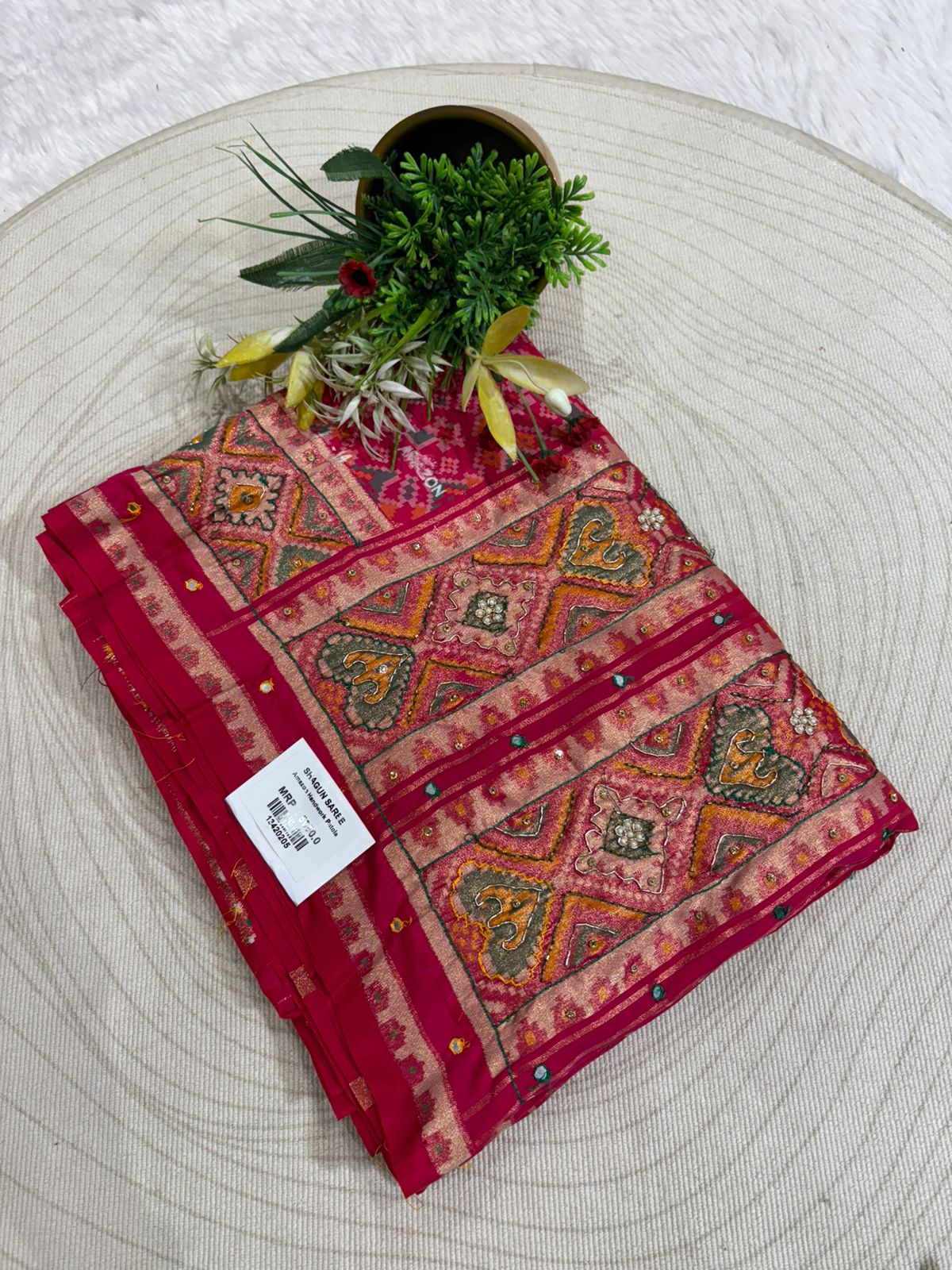 Traditional Patola Worked Saree with Heavy Embroidery & Zari Pallu | Wedding Wear by Shagun Sarees 💫