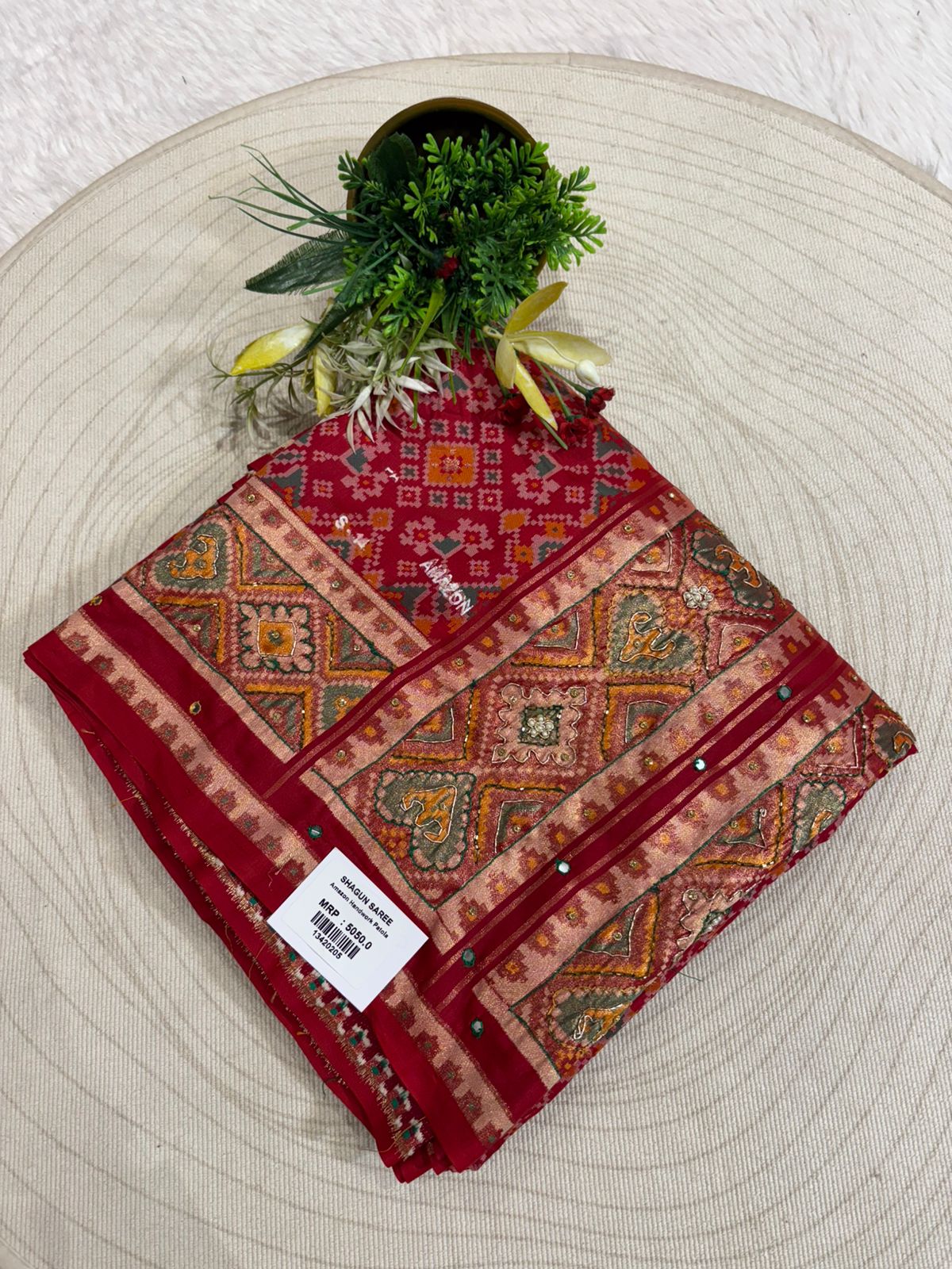 Traditional Patola Worked Saree with Heavy Embroidery & Zari Pallu | Wedding Wear by Shagun Sarees 💫