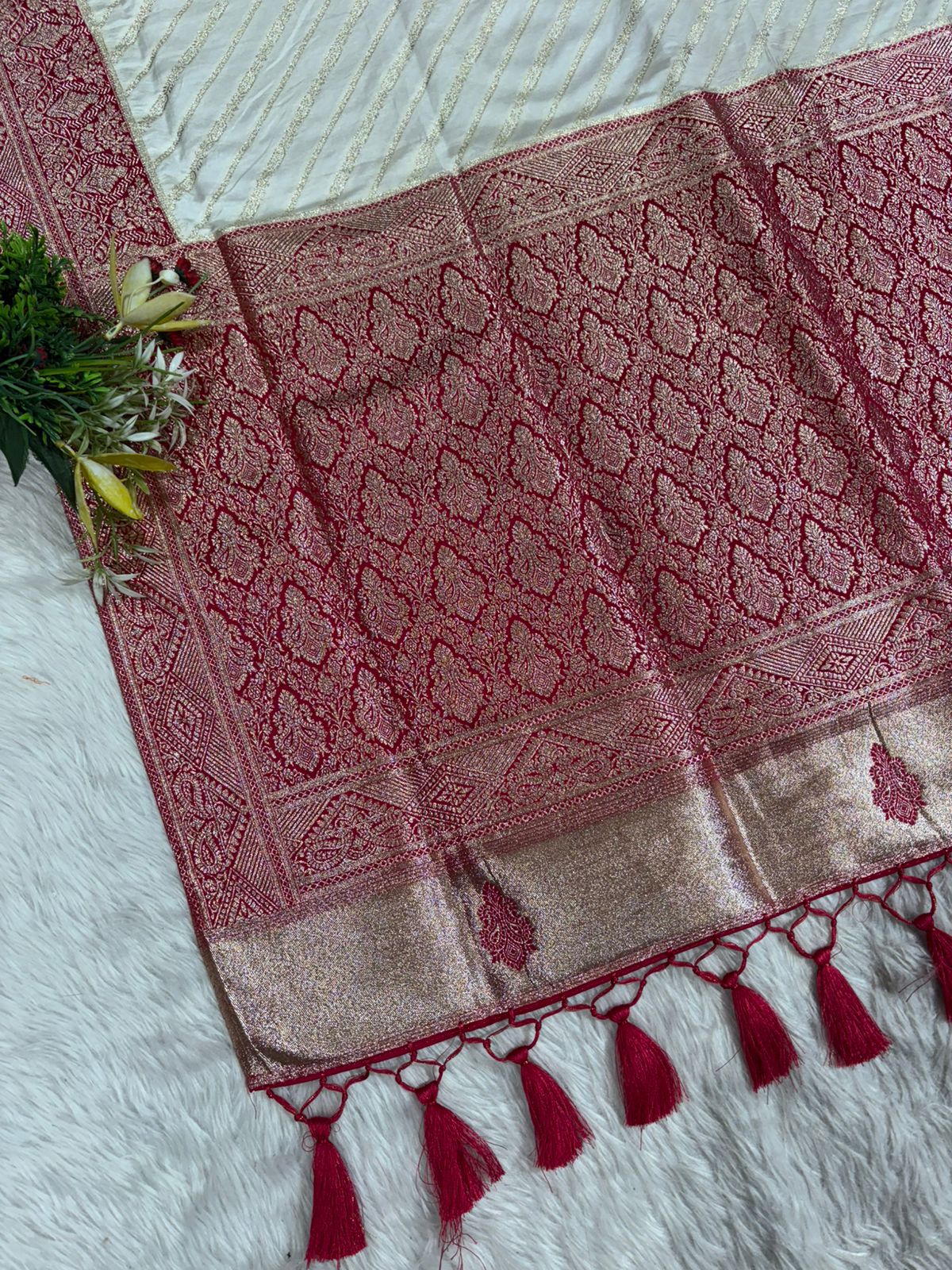 Banarasi Silk Saree for Women ✨ | Traditional Saree with Zari Work & Tassel Pallu | Shagun Sarees Exclusive