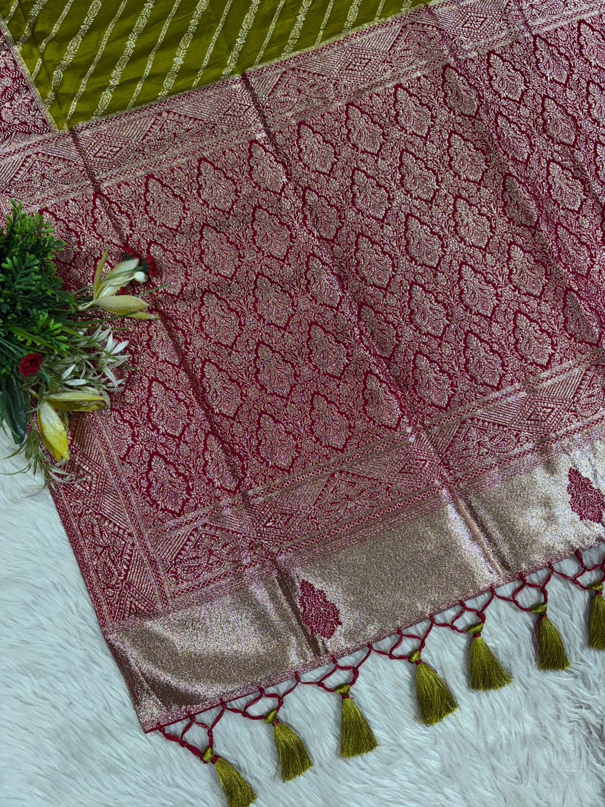 Banarasi Silk Saree for Women ✨ | Traditional Saree with Zari Work & Tassel Pallu | Shagun Sarees Exclusive