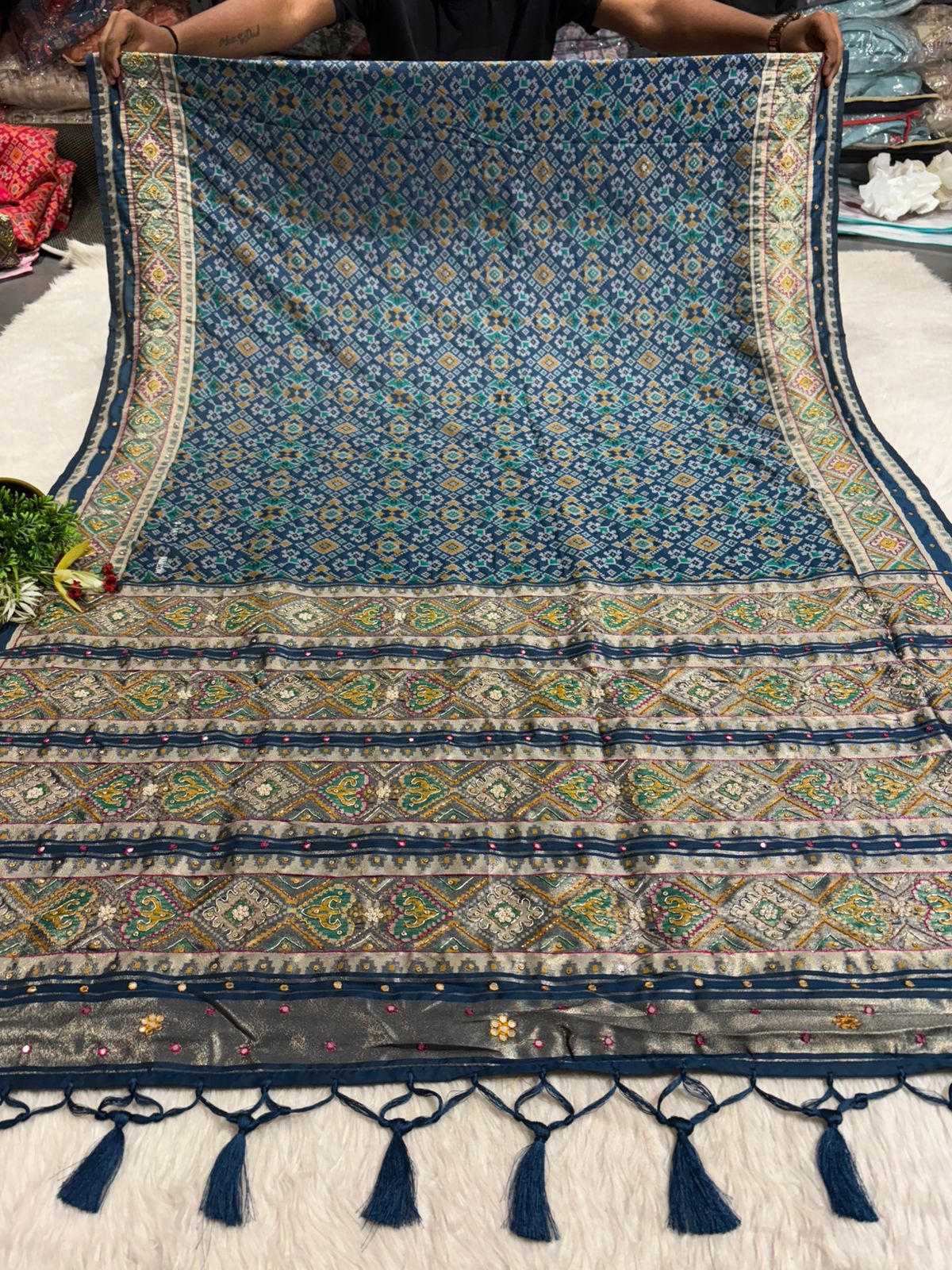 Traditional Patola Worked Saree with Heavy Embroidery & Zari Pallu | Wedding Wear by Shagun Sarees 💫