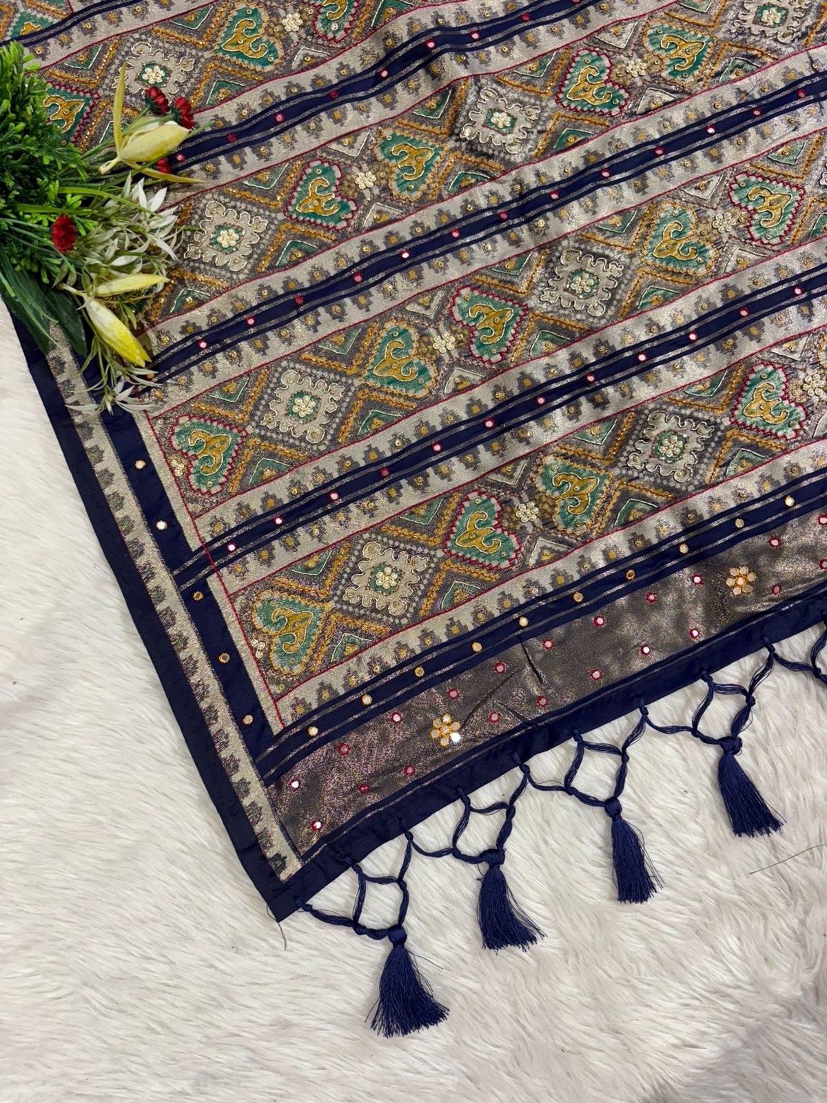 Traditional Patola Worked Saree with Heavy Embroidery & Zari Pallu | Wedding Wear by Shagun Sarees 💫