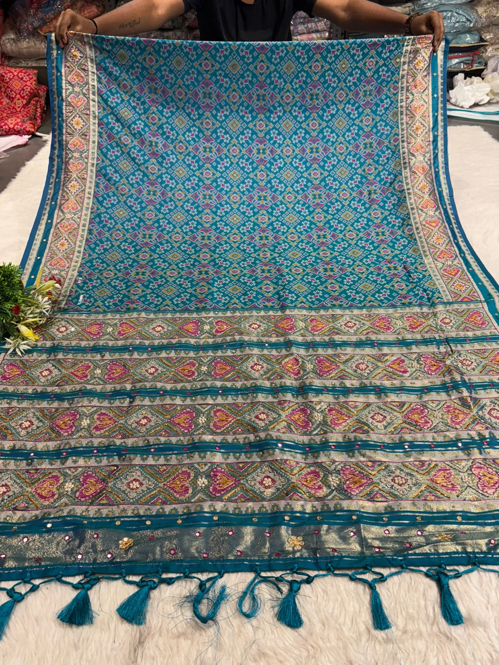 Traditional Patola Worked Saree with Heavy Embroidery & Zari Pallu | Wedding Wear by Shagun Sarees 💫