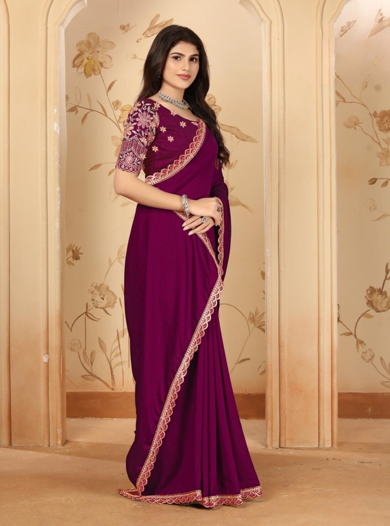 Designer Embroidered Saree with Heavy Blouse for Wedding & Party Wear ✨ | Shagun Fashion Exclusive