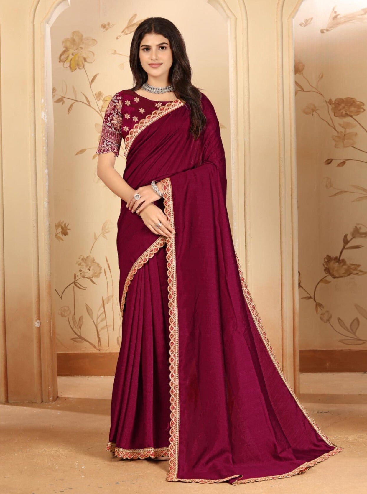 Designer Embroidered Saree with Heavy Blouse for Wedding & Party Wear ✨ | Shagun Fashion Exclusive