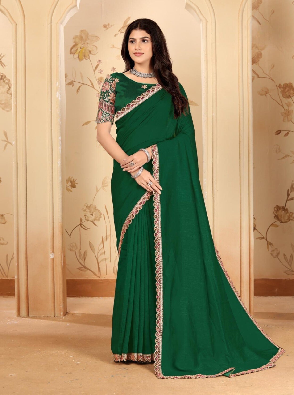 Designer Embroidered Saree with Heavy Blouse for Wedding & Party Wear ✨ | Shagun Fashion Exclusive