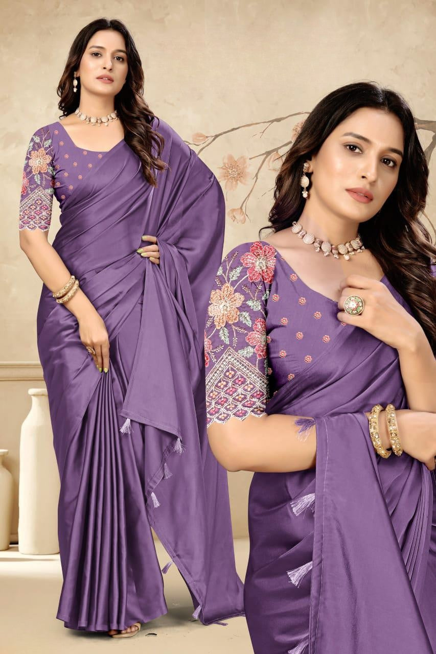 Elegant Embroidered Blouse Saree for Party & Festive Wear ✨ | Designer Saree by Pankhu Fashion 🌸