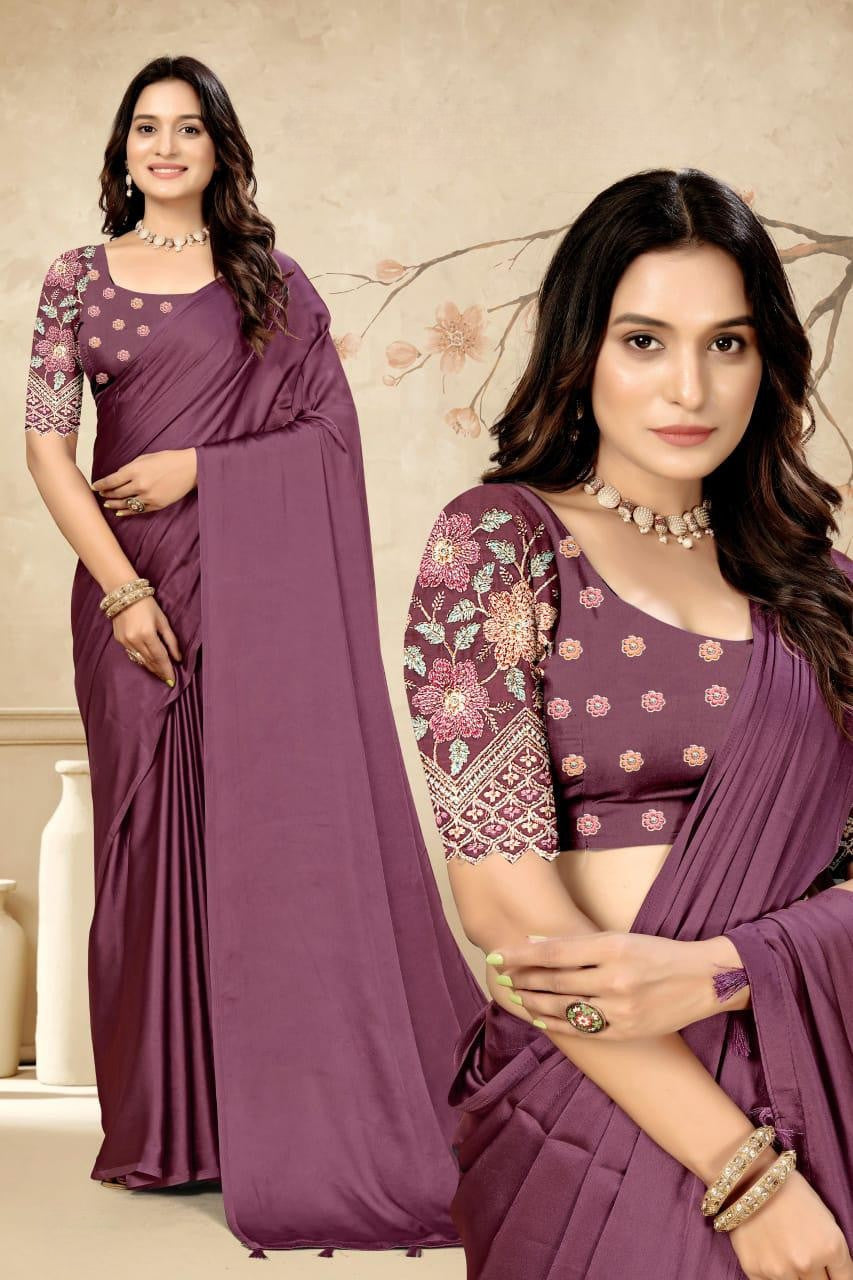 Elegant Embroidered Blouse Saree for Party & Festive Wear ✨ | Designer Saree by Pankhu Fashion 🌸