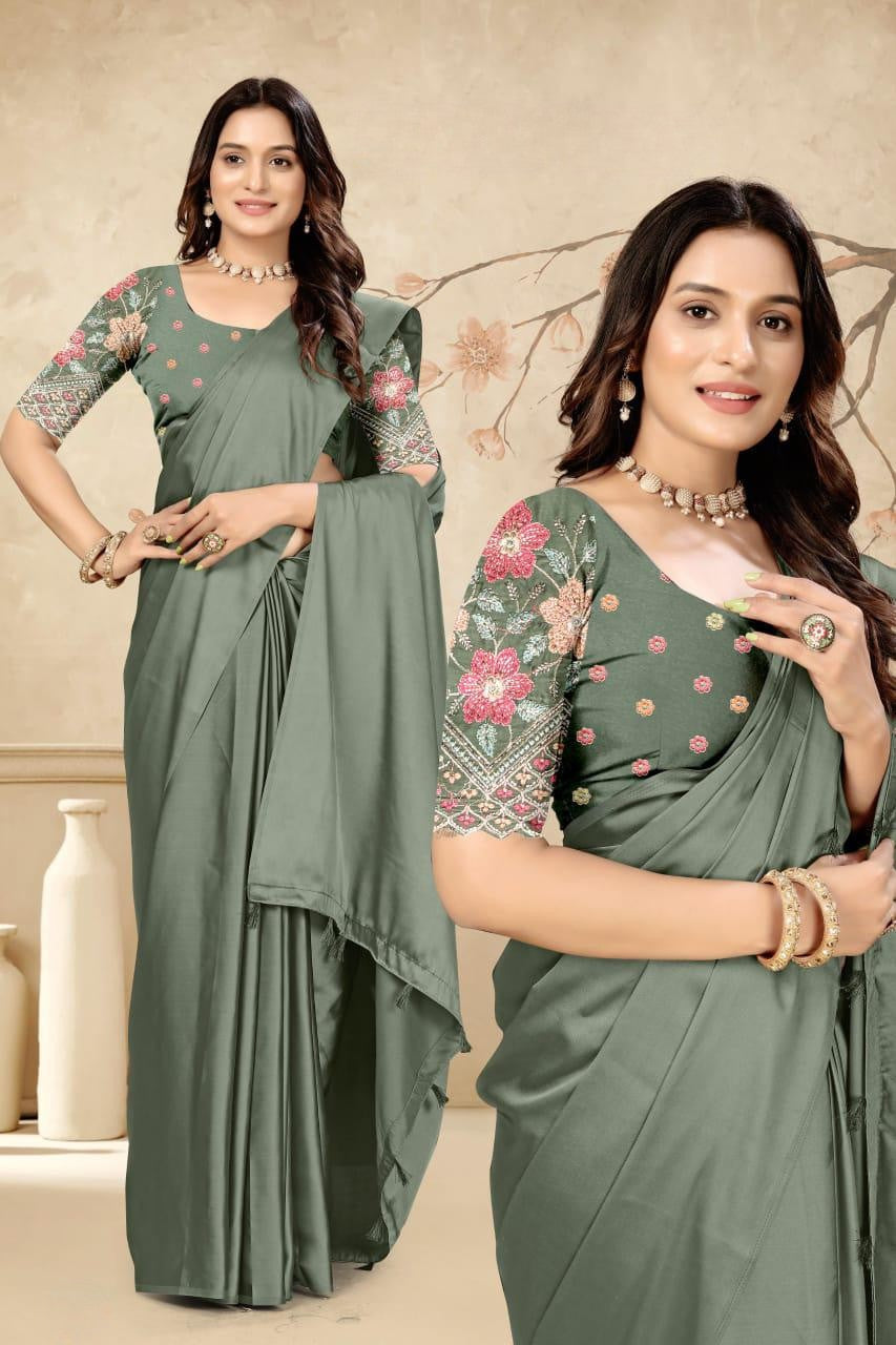 Elegant Embroidered Blouse Saree for Party & Festive Wear ✨ | Designer Saree by Pankhu Fashion 🌸