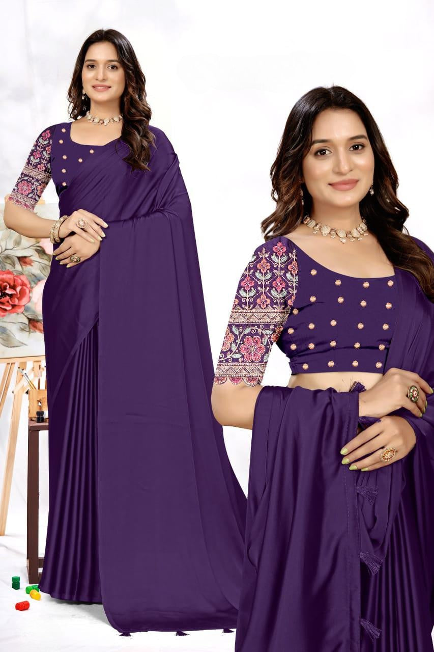 Elegant Embroidered Blouse Saree for Party & Festive Wear ✨ | Designer Saree by Pankhu Fashion 🌸