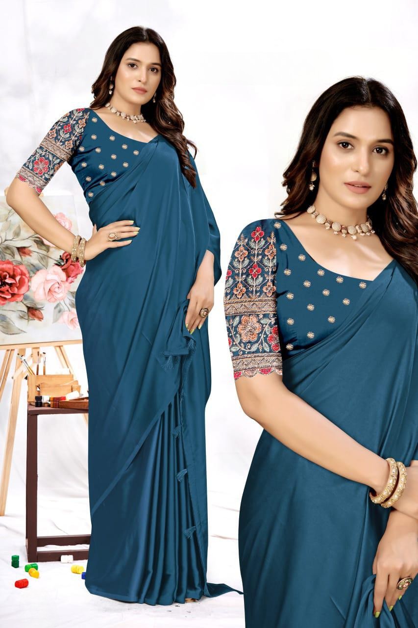 Elegant Embroidered Blouse Saree for Party & Festive Wear ✨ | Designer Saree by Pankhu Fashion 🌸