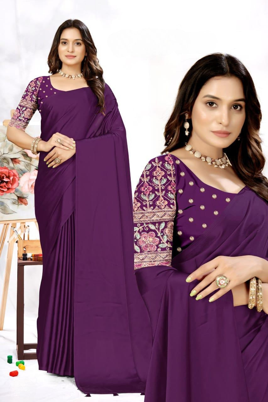Elegant Embroidered Blouse Saree for Party & Festive Wear ✨ | Designer Saree by Pankhu Fashion 🌸