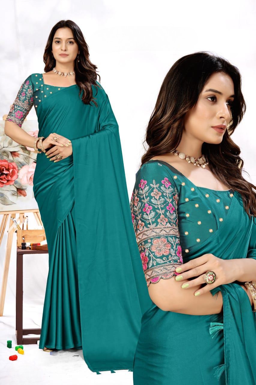 Elegant Embroidered Blouse Saree for Party & Festive Wear ✨ | Designer Saree by Pankhu Fashion 🌸