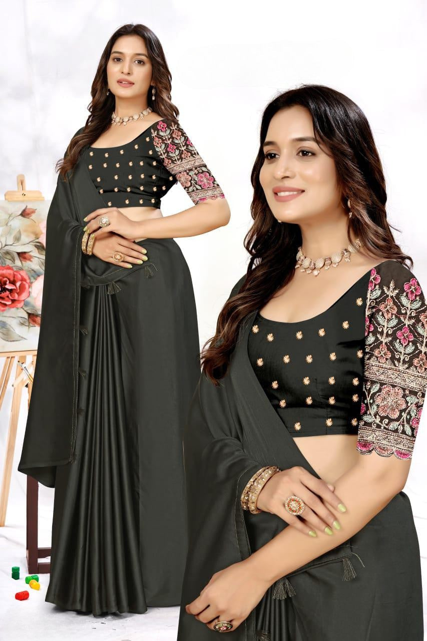 Elegant Embroidered Blouse Saree for Party & Festive Wear ✨ | Designer Saree by Pankhu Fashion 🌸