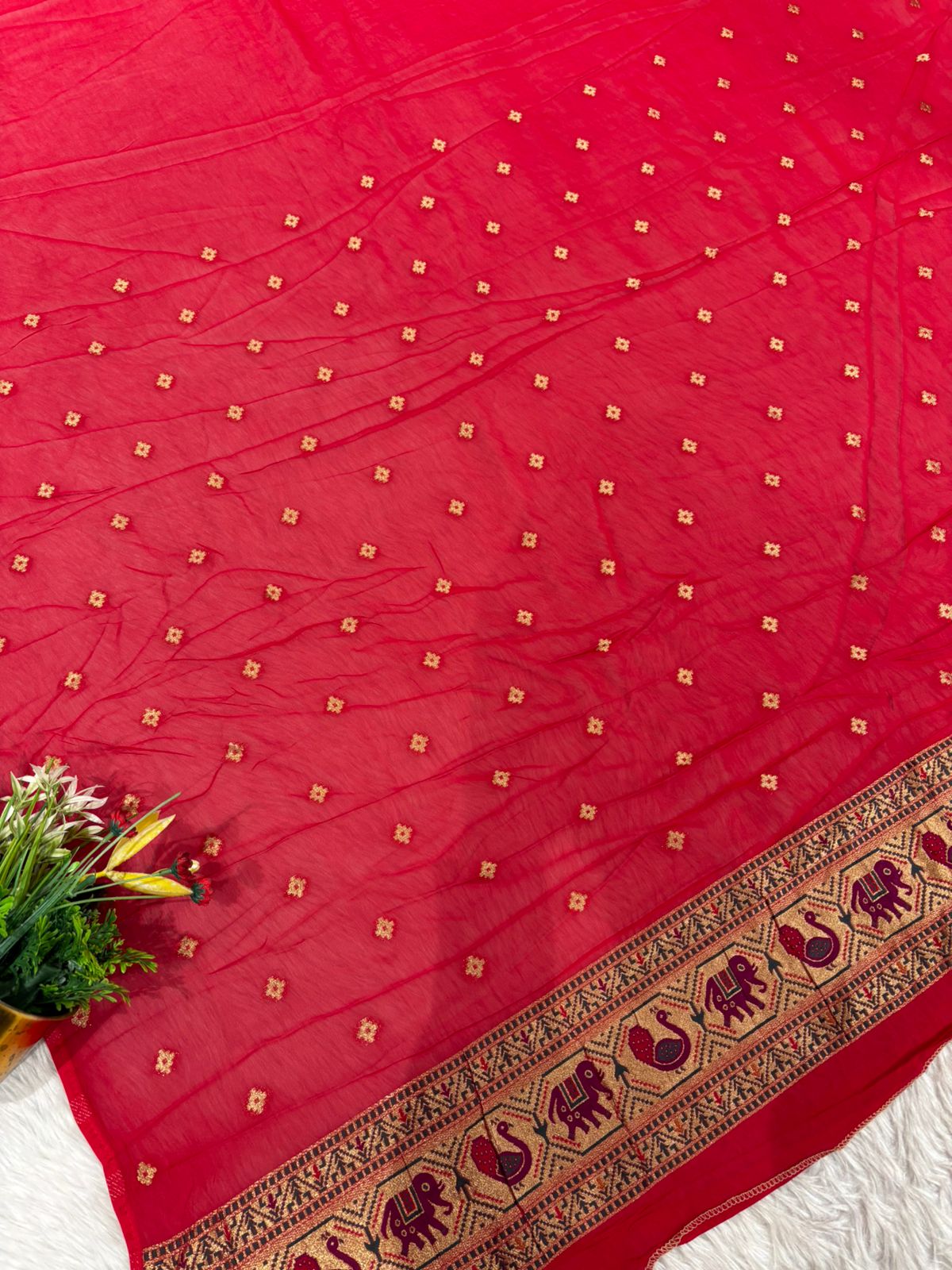 Traditional Janglo Bandhani Silk Saree with Zari Pallu & Elephant Border 🐘✨ | Shagun Sarees by Zankhi Boutique