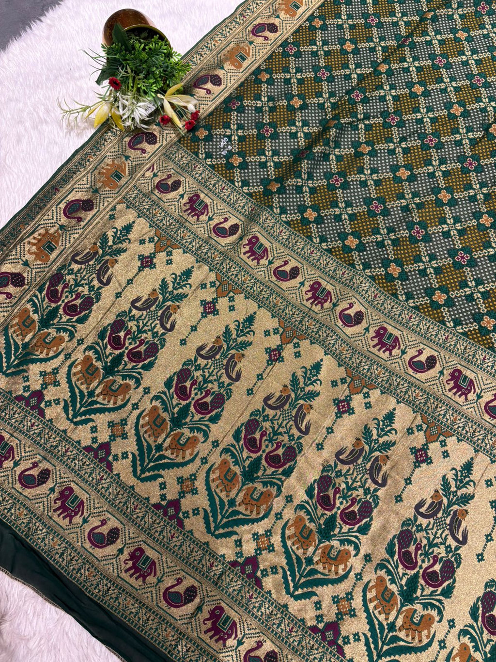 Traditional Janglo Bandhani Silk Saree with Zari Pallu & Elephant Border 🐘✨ | Shagun Sarees by Zankhi Boutique