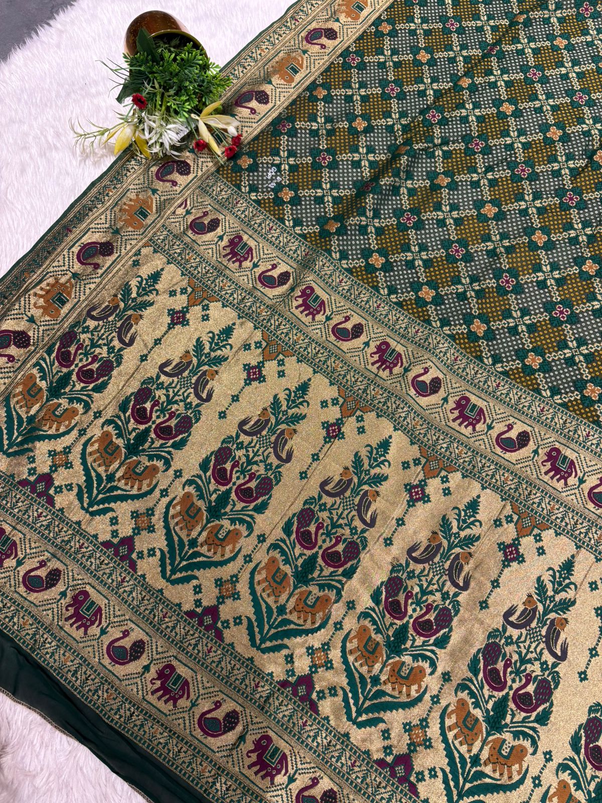 Traditional Janglo Bandhani Silk Saree with Zari Pallu & Elephant Border 🐘✨ | Shagun Sarees by Zankhi Boutique