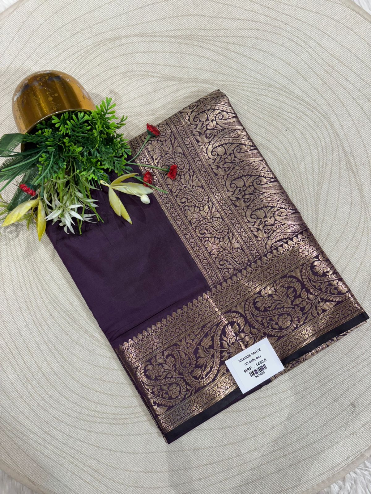 Banarasi Soft Silk Saree with Rich Gala Zari Border 🌸 | Wedding & Festive Wear by Shagun Sarees