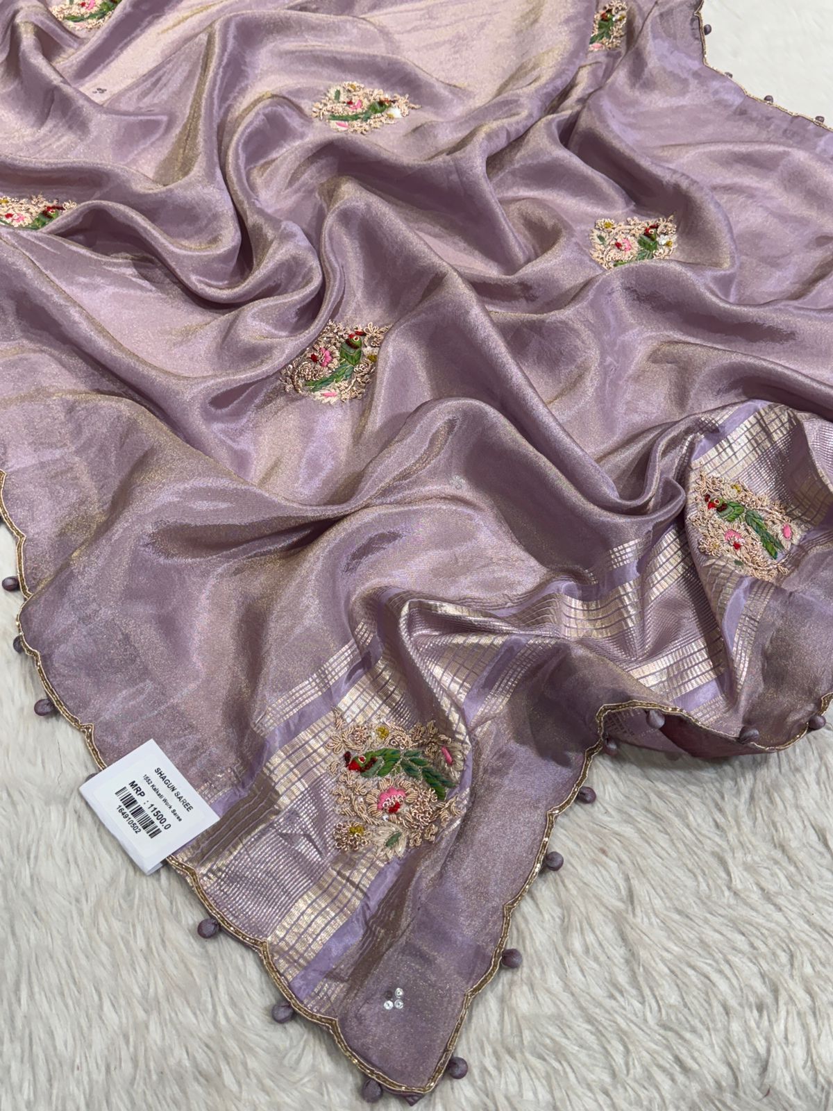 Premium Pure Fabric Saree with Hand Embroidery 🪡 | Kalkati Work Saree for Wedding & Party Wear by Shagun Fashion