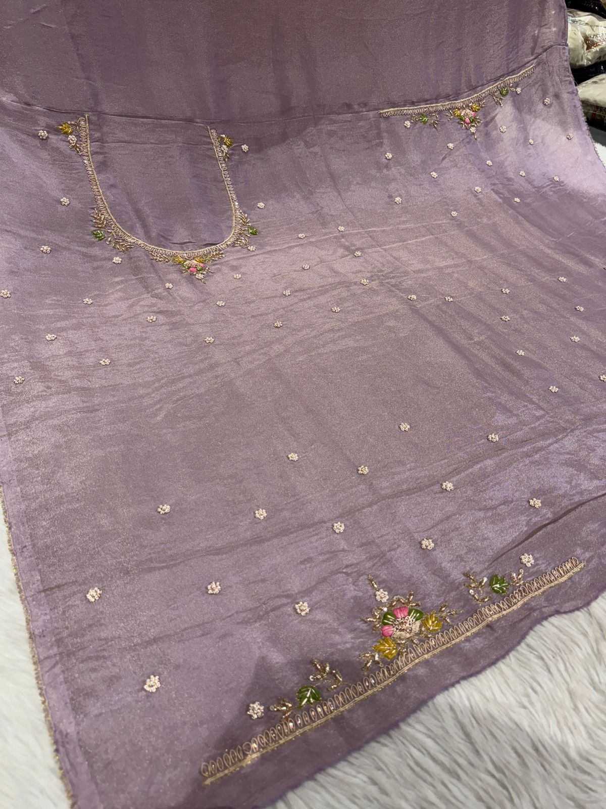 Premium Pure Fabric Saree with Hand Embroidery 🪡 | Kalkati Work Saree for Wedding & Party Wear by Shagun Fashion