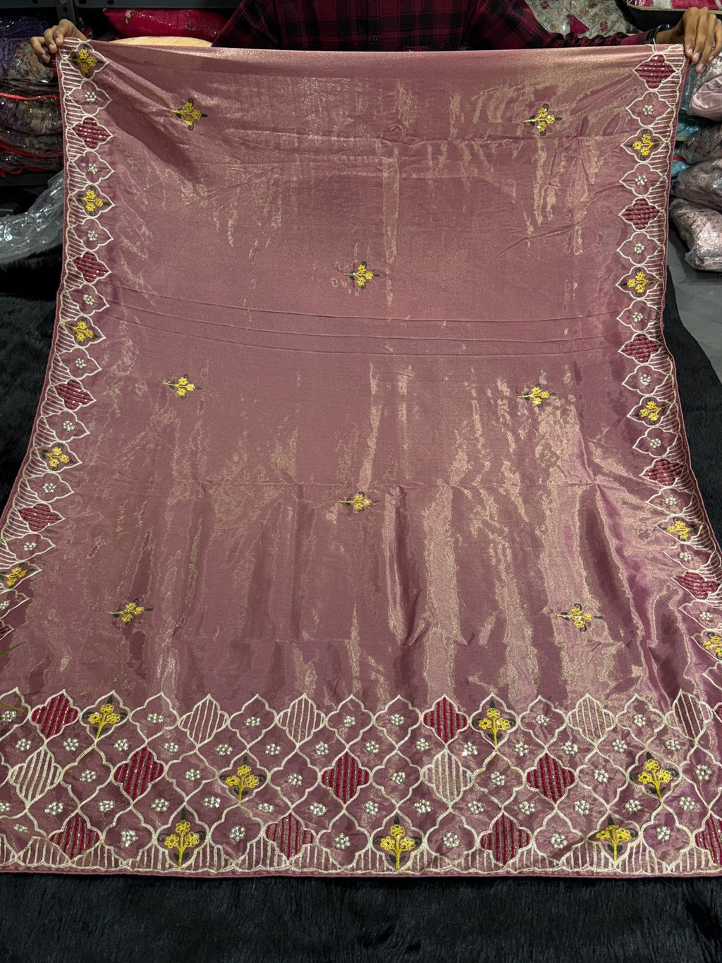 Elegant Party Wear Saree with Heavy Embroidery Pallu & Moti Work ✨ | Shagun Sarees Exclusive