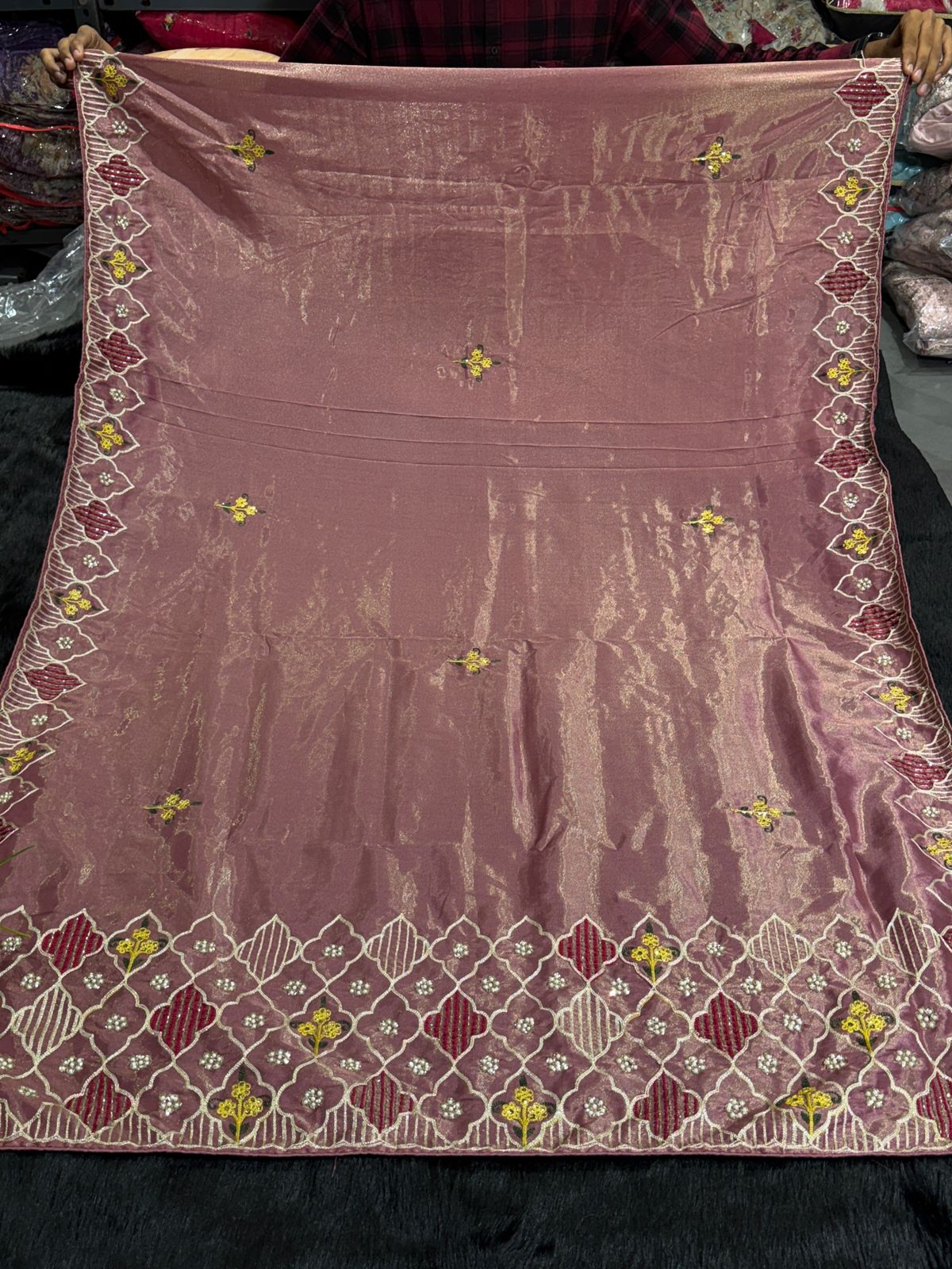 Elegant Party Wear Saree with Heavy Embroidery Pallu & Moti Work ✨ | Shagun Sarees Exclusive
