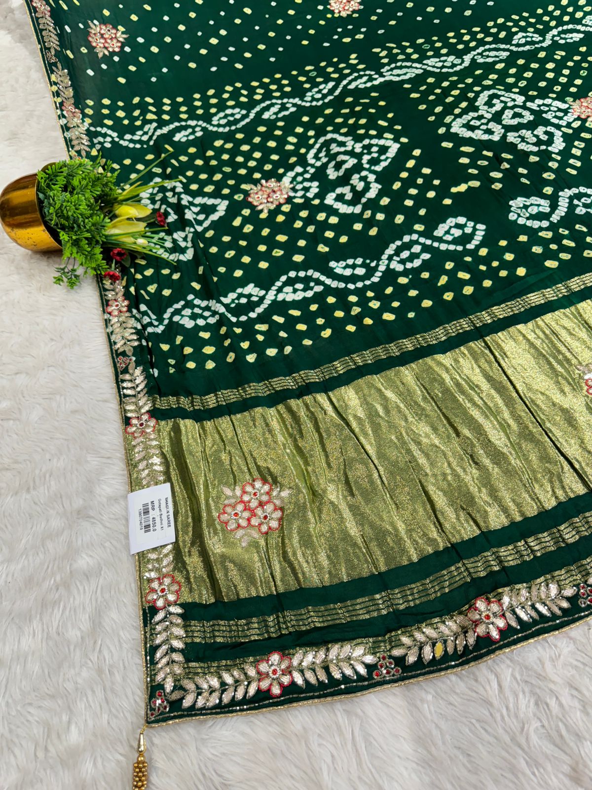 ✨ Maroon Bandhani Gota Patti Saree with Golden Pallu | Festive Wear Saree by Shagun Fashion 🪔